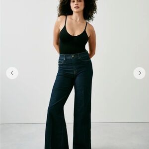 Spanx Dark Blue Wide-Leg Jeans